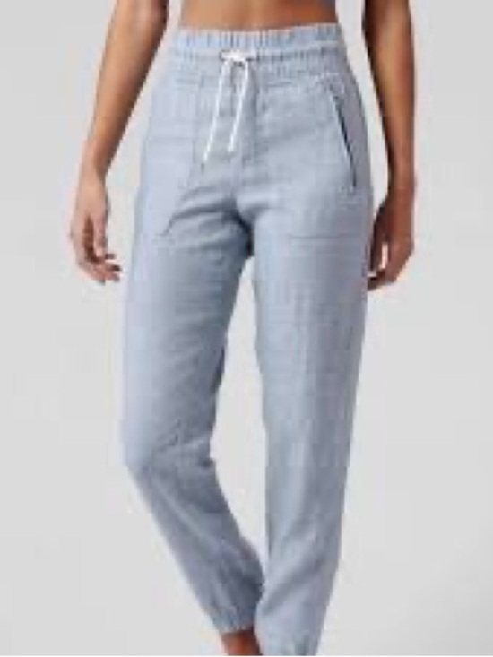 Athleta Pants - Athleta retreat, linen Light Blue Women's Joggers  - Casual Drawstring Waist